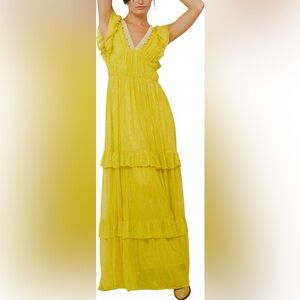 CIEBON Ryva Galey Metallic Stripe Ruffle Tiered Maxi Dress 🌸